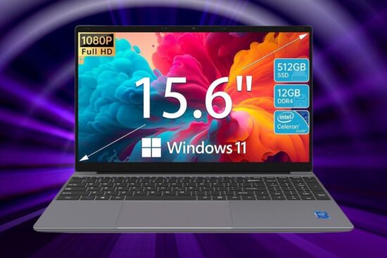 ApoloMedia 15.6-inch laptop with Full HD, 12GB RAM, 512GB SSD, and Windows 11.