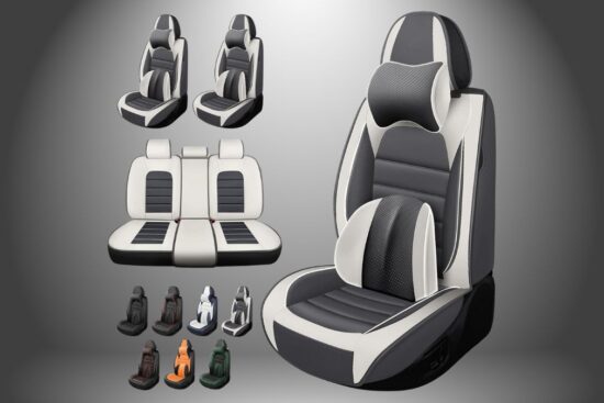 The NewYYY Seat Covers for Chevrolet Tahoe fit 2001-2025 models. Made from PU leather, they protect seats and add a stylish black and white design for comfort and a clean look.