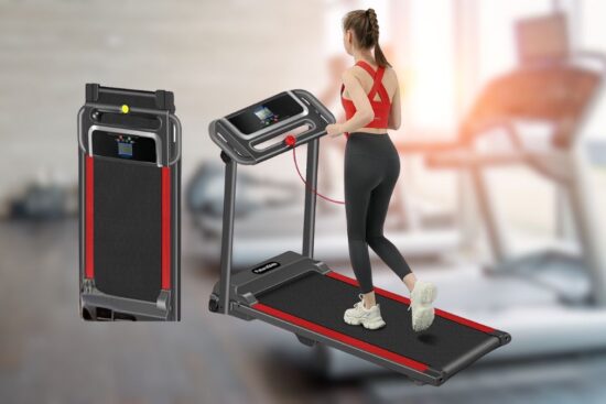 FutureGlide Foldable Portable Treadmill with a compact design, digital display, and easy storage.