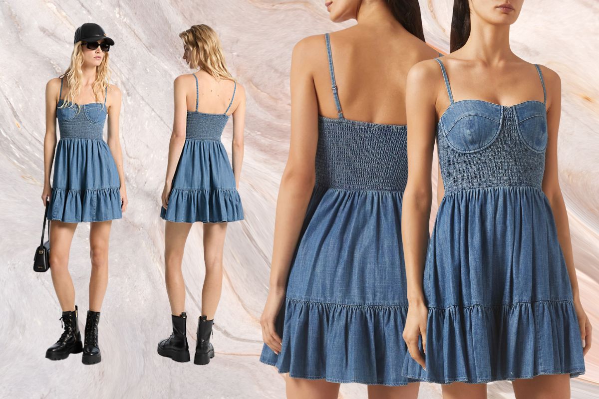 Smocked Bustier Denim Dress: Michael Kors' Chic Blend of Classic and Modern