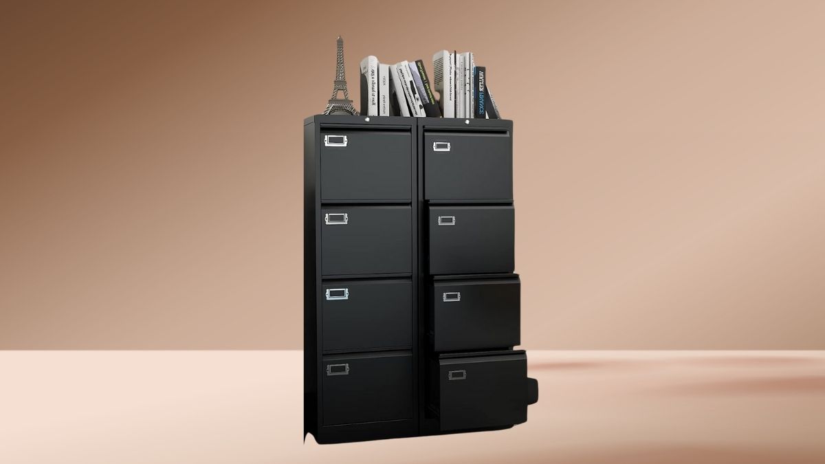 BYNSOE 4 Drawer File Cabinet with Lock Metal.
