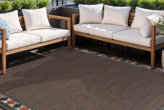 Beverly Rug Outdoor Rug 10x14 Modern Bordered Large Area Rugs for Indoor and Outdoor Patio.