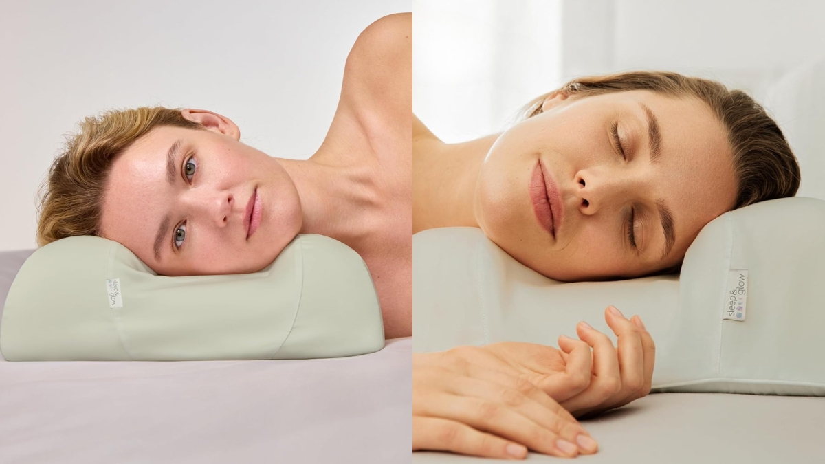 Two women resting on an anti-wrinkle pillow designed for side sleepers and better skin support.