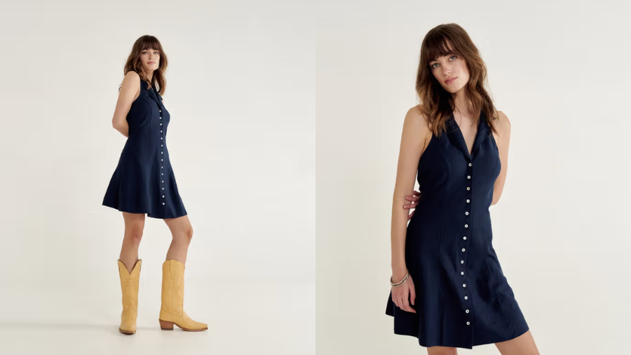 Tecovas Women's Sleeveless Collared Mini Dress