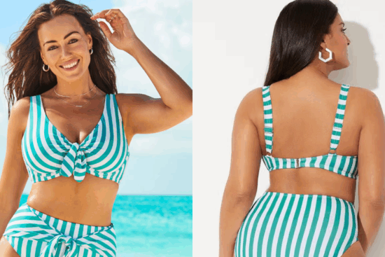 Swimsuits for All Cup Sized Tie Front Underwire Bikini Top