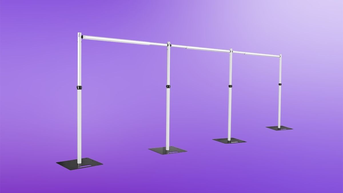Adjustable pipe and drape, backdrop stand.