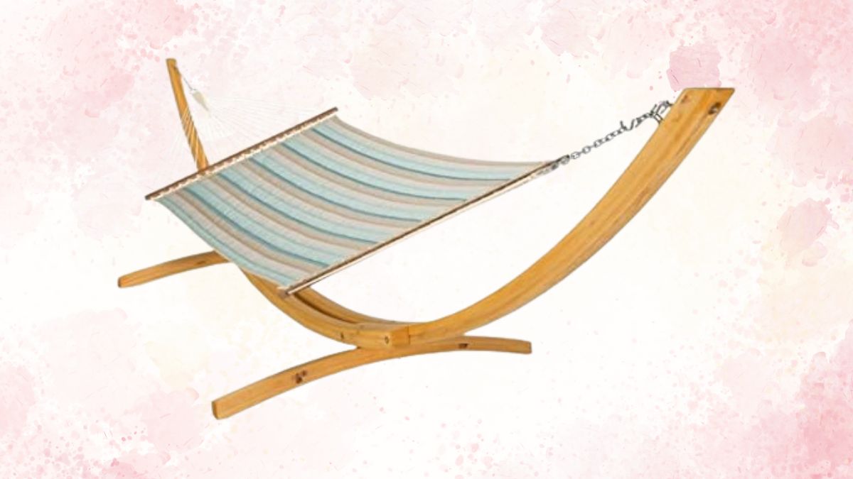 Hatteras Hammocks Large Gateway Mist Sunbrella Quilted Hammock with Free Extension Chains & Tree Hooks