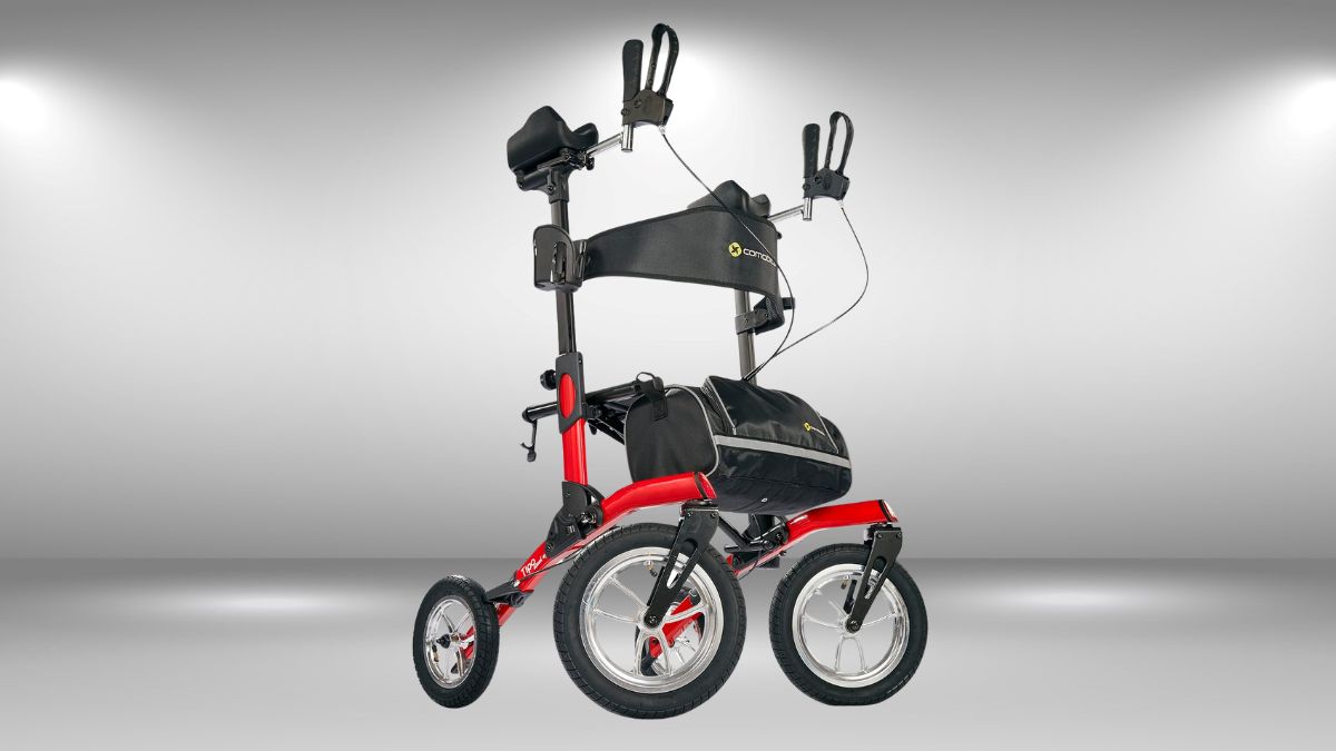 Comodità Tipo Stand Up Advance All Terrain Upright Rollator Walker with Seat and Pneumatic Tires