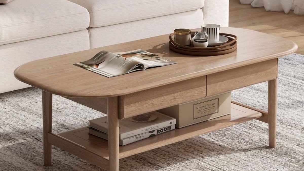 100% Solid Wood Coffee Table for Living Room