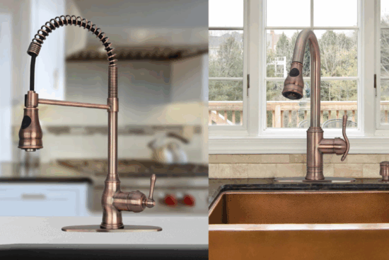 Akicon Antique Copper Pull Out Kitchen Faucet