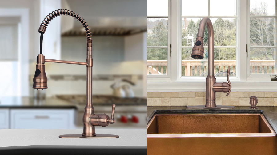 Akicon Antique Copper Pull Out Kitchen Faucet