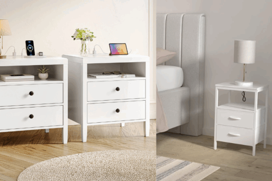 Huuger White Nightstand Set of 2