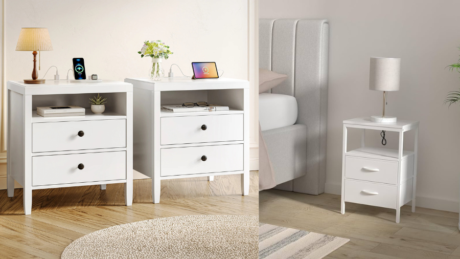 Huuger White Nightstand Set of 2
