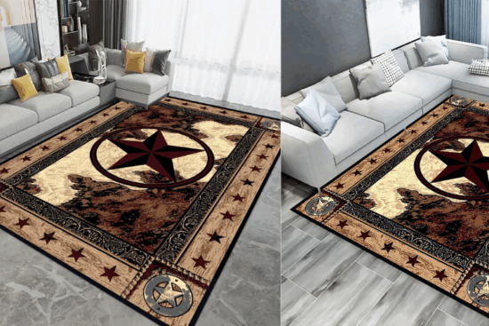 Brown Rustic Western Texas Star Modern Area Rug