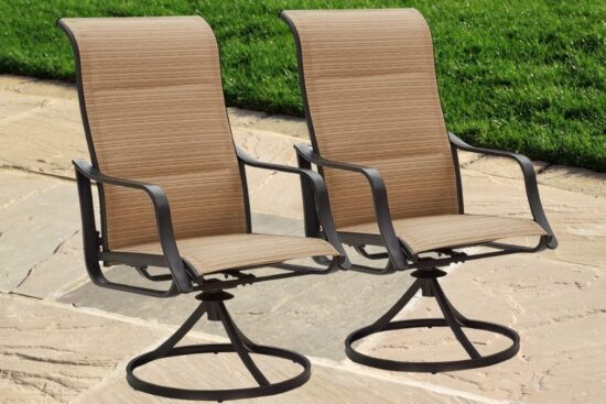 Top Space Patio Dining Chairs Textilene High Back Outdoor Swivel Rocker.