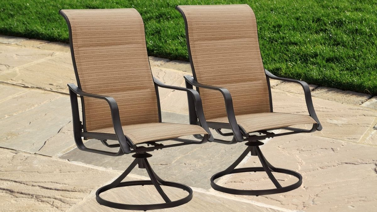 Top Space Patio Dining Chairs Textilene High Back Outdoor Swivel Rocker.