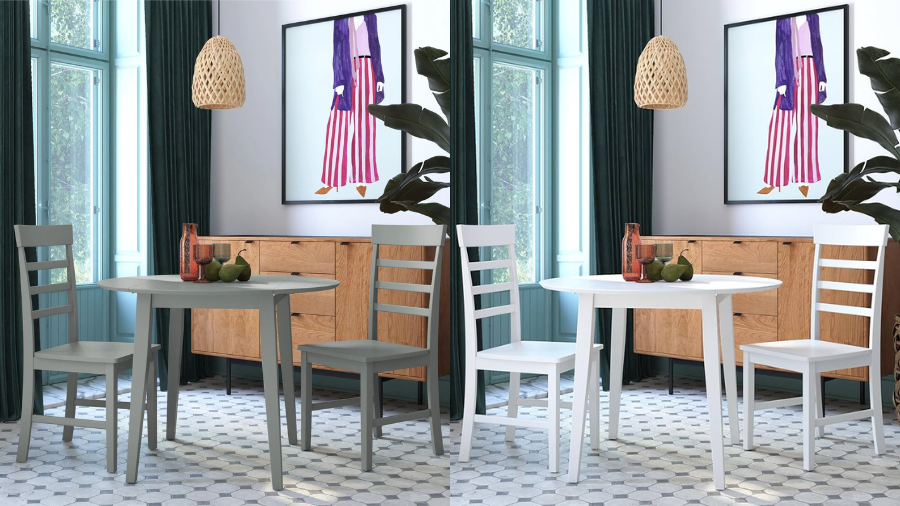 Novogratz Brooks 3-Piece Wood Dining Set with Double Drop Leaf