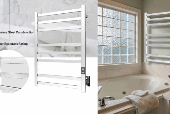 Peaktrivol 8-Bar Heated Towel Rack - Slim Design