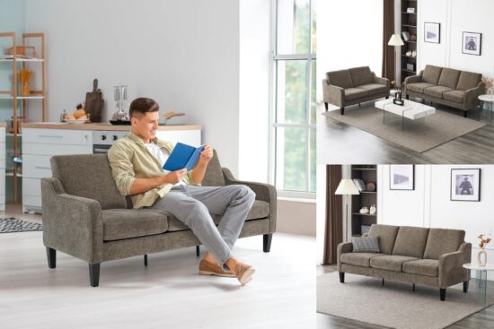 VINGLI Mid-Century 3-Seater Sofa: Affordable Comfort for Compact Living