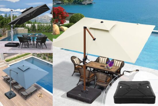 PURPLE LEAF Patio Umbrella Base: Heavy-Duty Support for Windy Patios