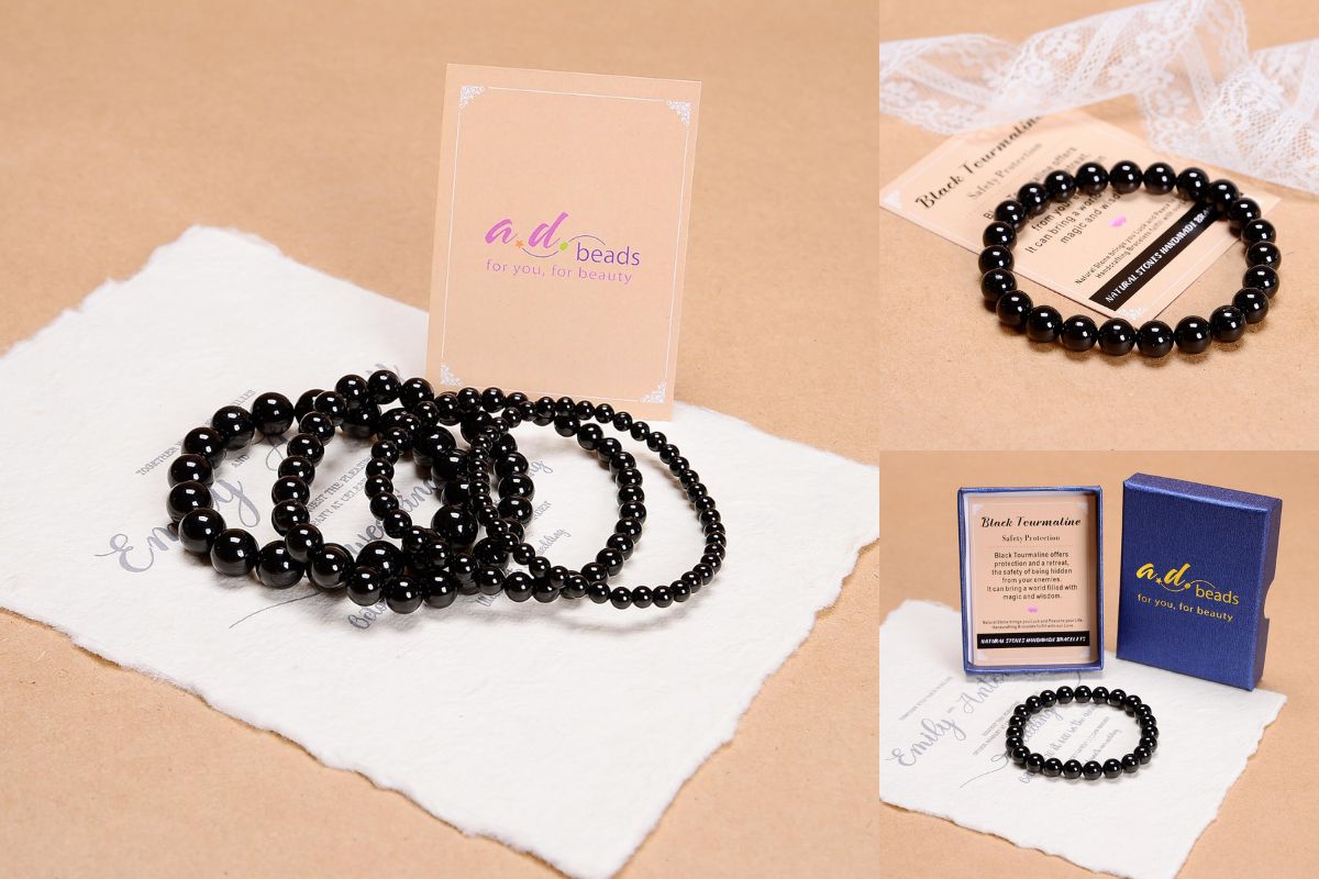 AD Beads Black Tourmaline Bracelet: Handcrafted Energy Shield for Daily Protection