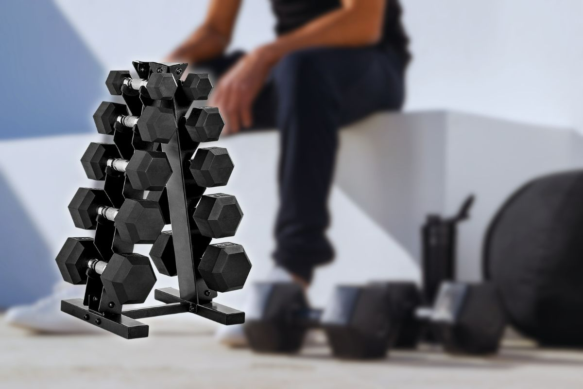 CAP Barbell Rubber Dumbbells with Rack: Space-Saving Fitness Solution