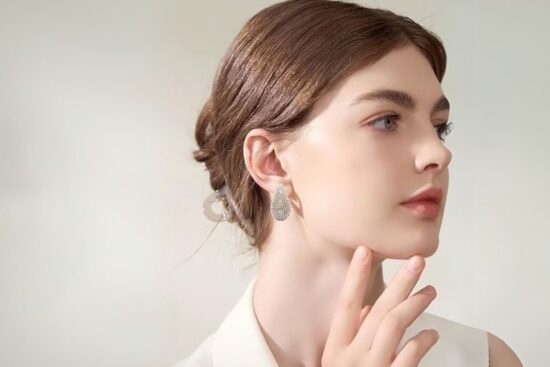 Sparkly Austrian Crystal Chunky Waterdrop Teardrop Hoop Earrings