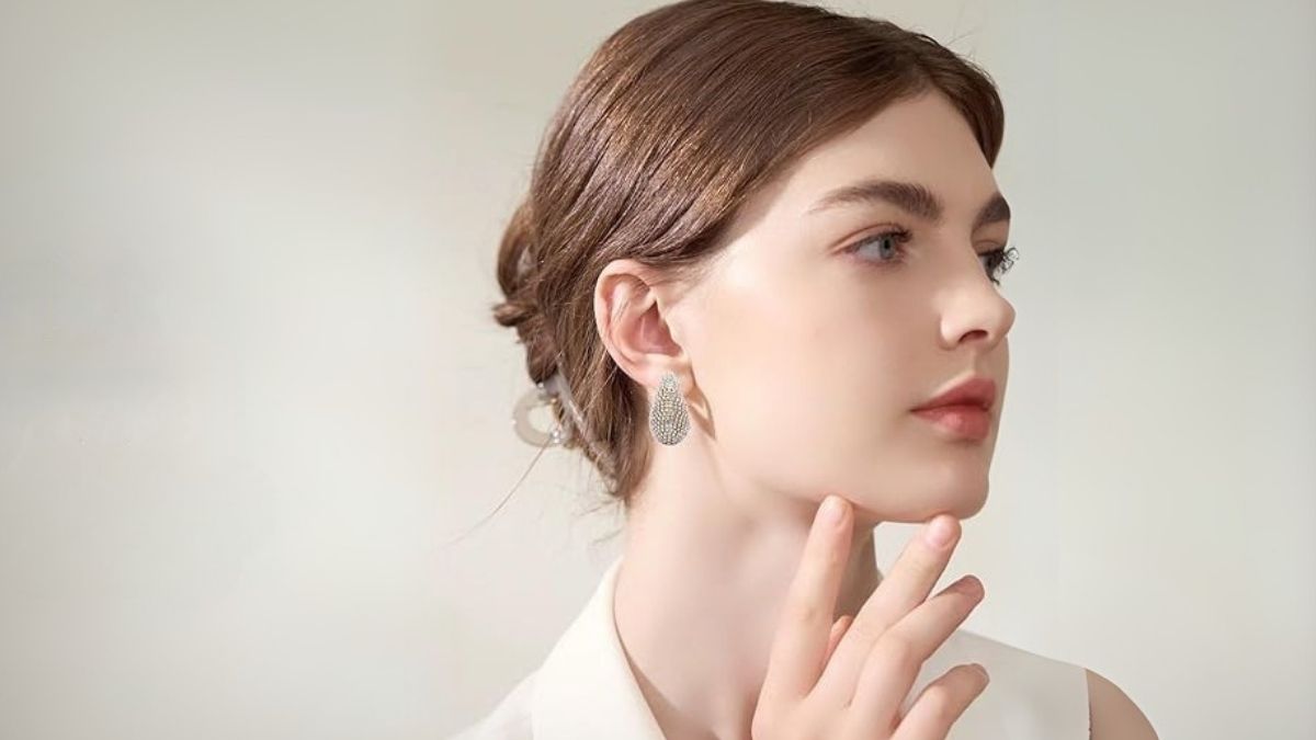 Sparkly Austrian Crystal Chunky Waterdrop Teardrop Hoop Earrings