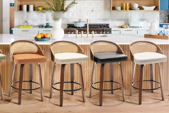 26" Swivel Rattan Bar Stools Set of 2