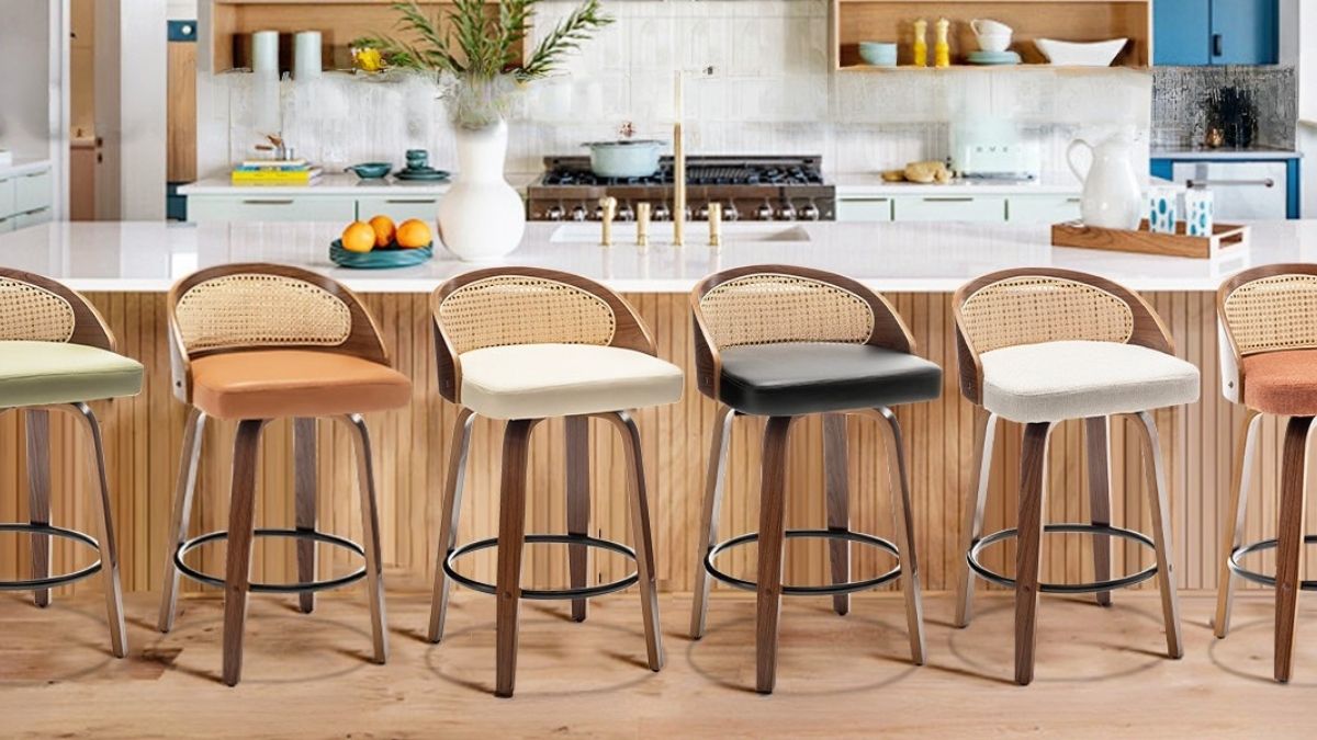 26" Swivel Rattan Bar Stools Set of 2