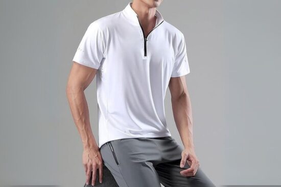 Men's Quick Dry Active Tshirts Quarter Zip Short Sleeve