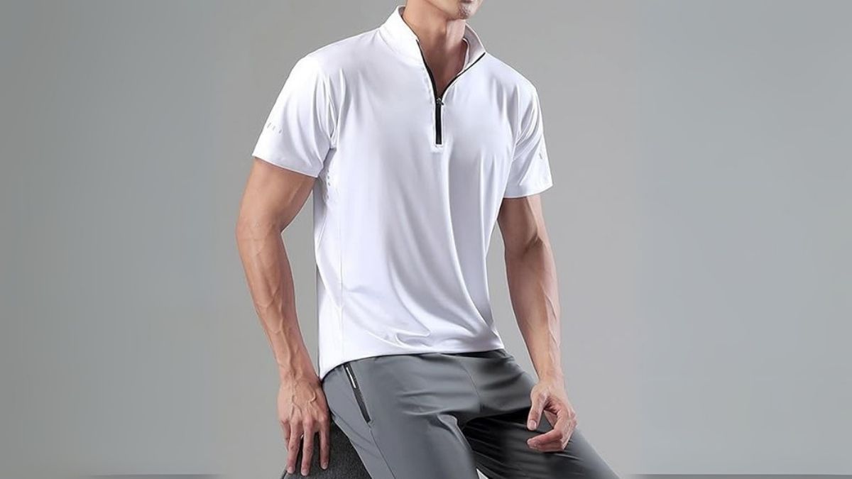 Men's Quick Dry Active Tshirts Quarter Zip Short Sleeve