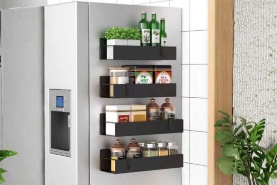 Metal 4 Pack Magnetic Spice Storage Rack Organizer