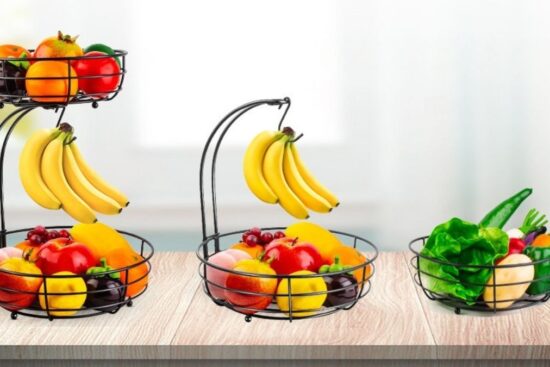 Auledio Iron 2-Tier Countertop Fruit Vegetables Basket Bowl Storage