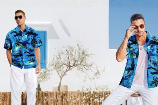 Men's Hawaiian Shirt Tops Vintage Short Sleeve