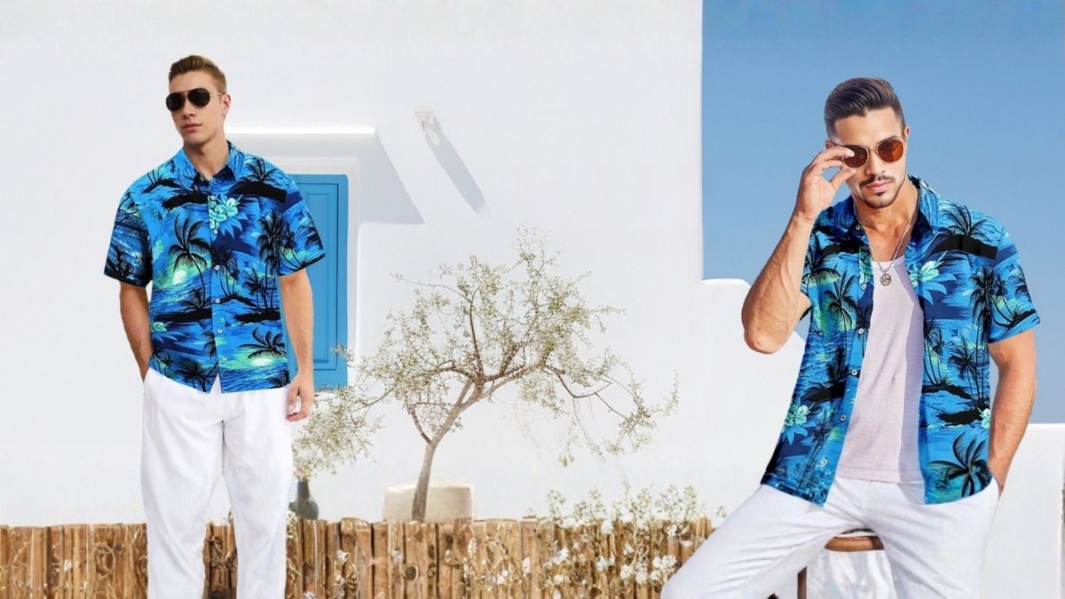 Men's Hawaiian Shirt Tops Vintage Short Sleeve