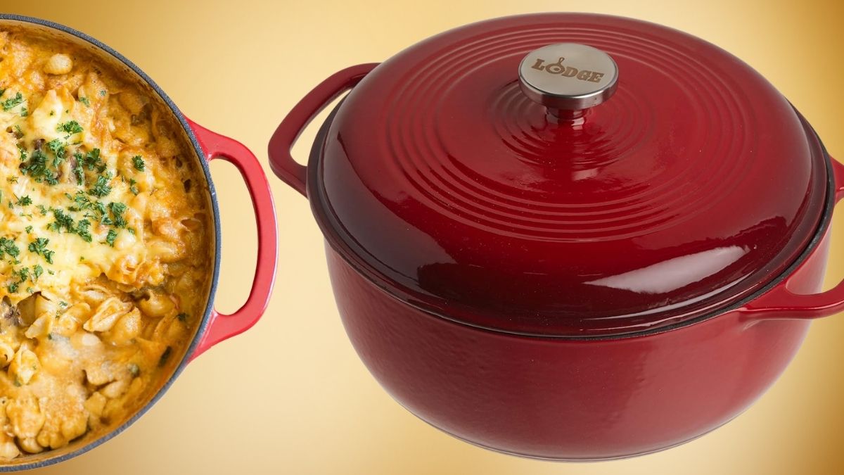 Lodge 6 Quart Enameled Cast Iron Dutch Oven with Lid