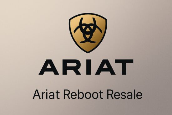 Ariat Reboot Resale logo featuring the gold Ariat shield emblem above the brand name on a neutral background.