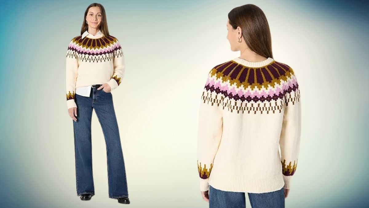 Women's Oversized-Fit Fair Isle Crewneck Sweater