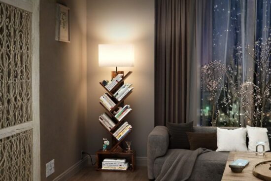 How the Evermagin 6 Tier Tree Bookshelf With Light Helps You Organize a Small Space