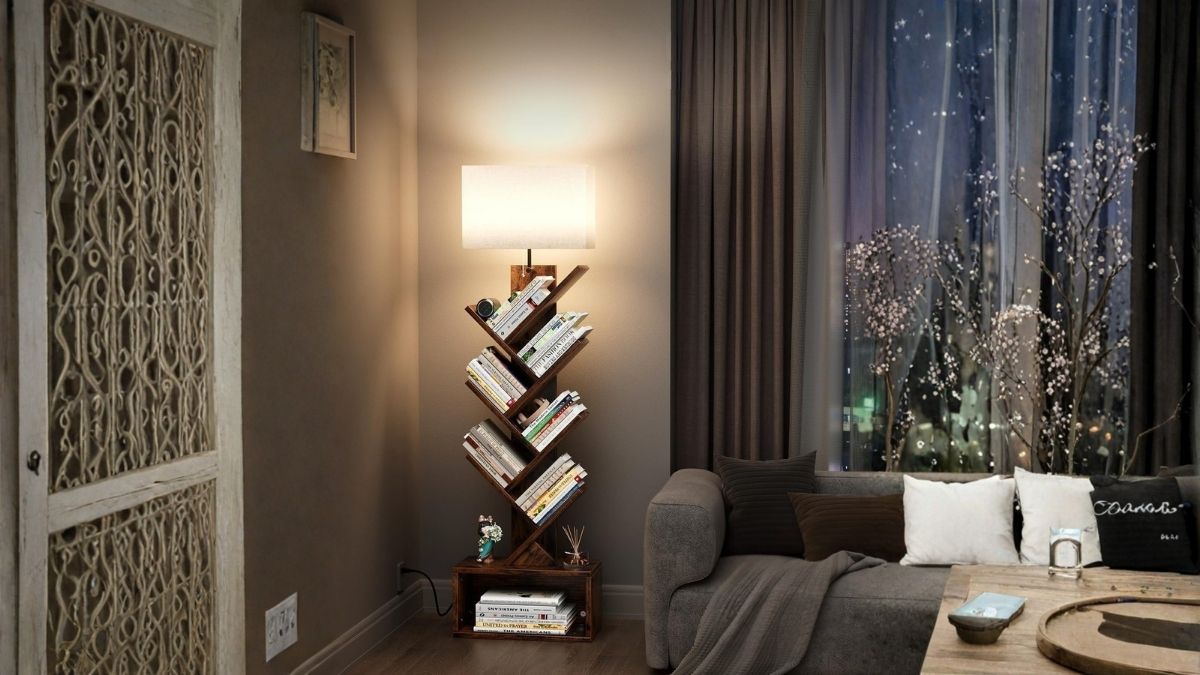 How the Evermagin 6 Tier Tree Bookshelf With Light Helps You Organize a Small Space