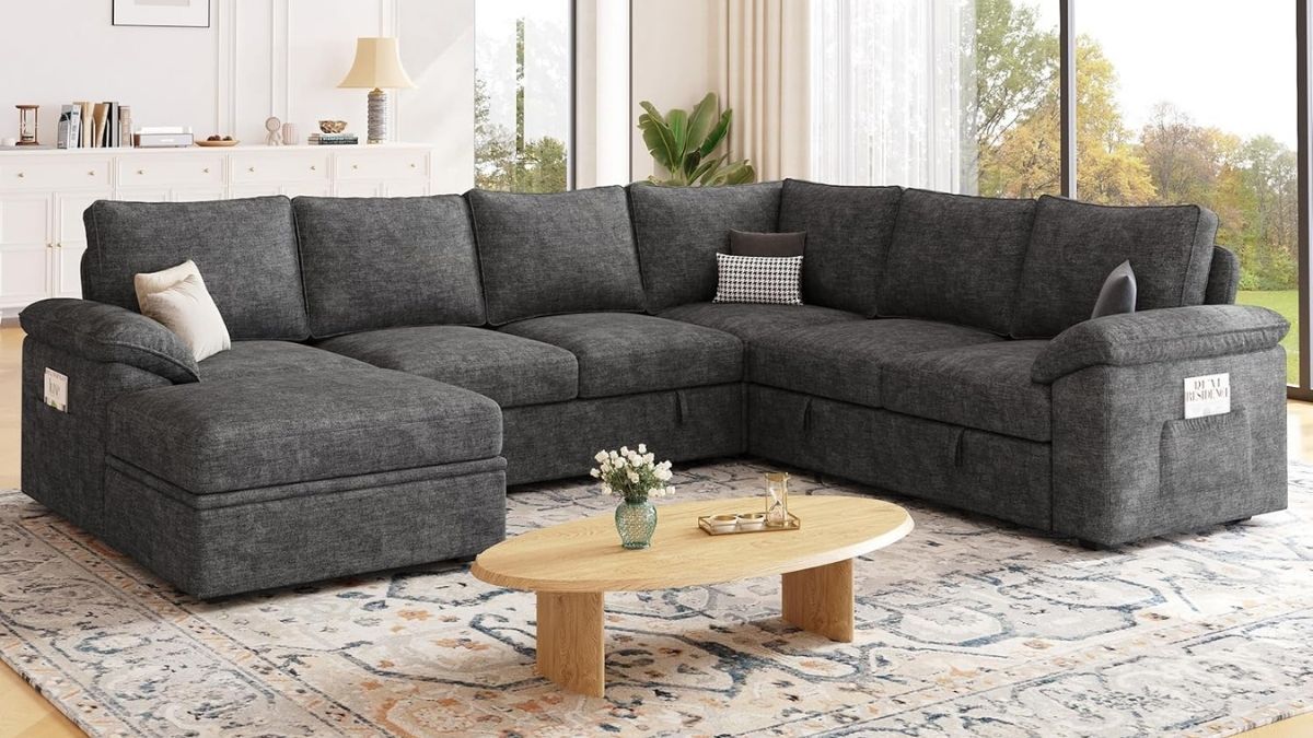 SUAWY 108 Inch Sectional Sleeper Sofa with Pull-Out Bed: Comfort and Flexibility for Busy Living Rooms
