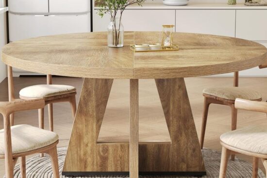 LITTLE TREE 47-Inch Round Dining Table: An Oak Centerpiece That Seats 4–6