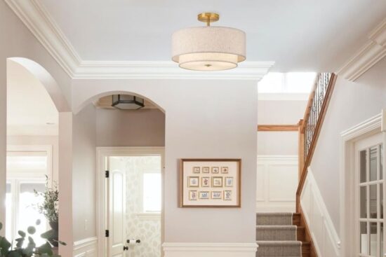 Elevate Your Space with a 16" Double Drum Gold 3-Light Semi Flush Mount Ceiling Light