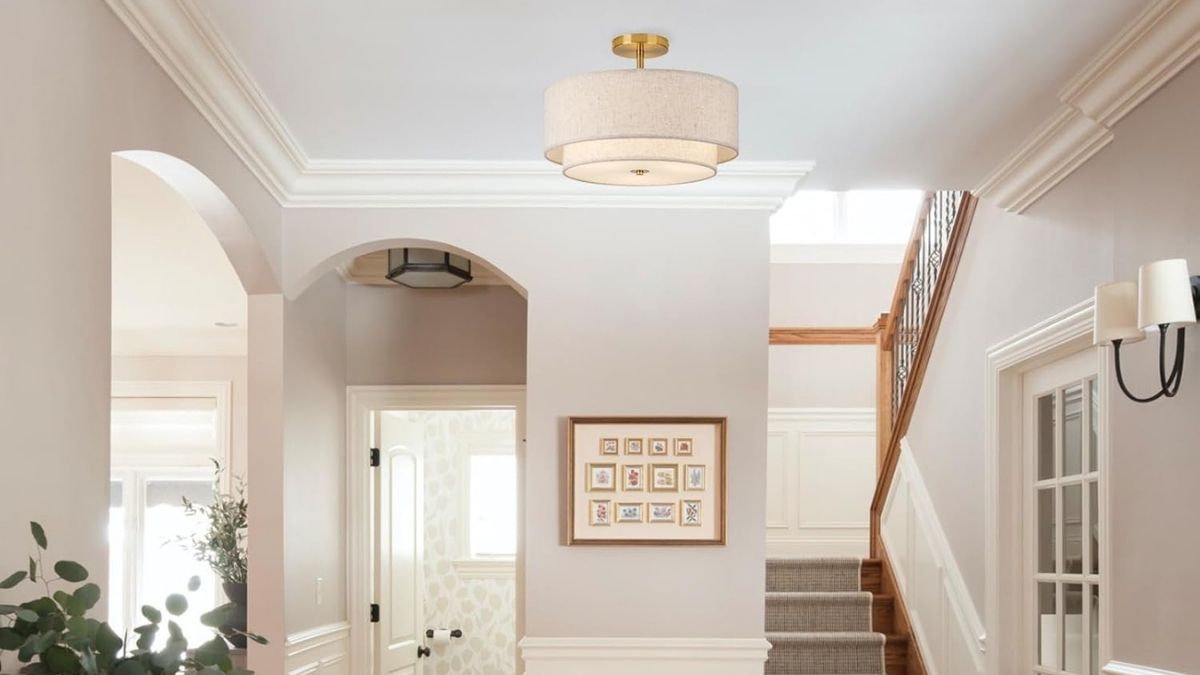 Elevate Your Space with a 16" Double Drum Gold 3-Light Semi Flush Mount Ceiling Light