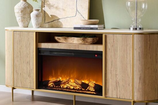 OKD Luxury 70" Fluted Fireplace TV Stand: Elevate Your Entertainment Space