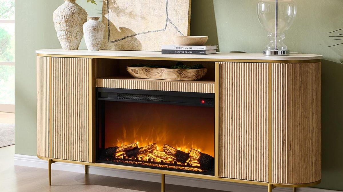 OKD Luxury 70" Fluted Fireplace TV Stand: Elevate Your Entertainment Space