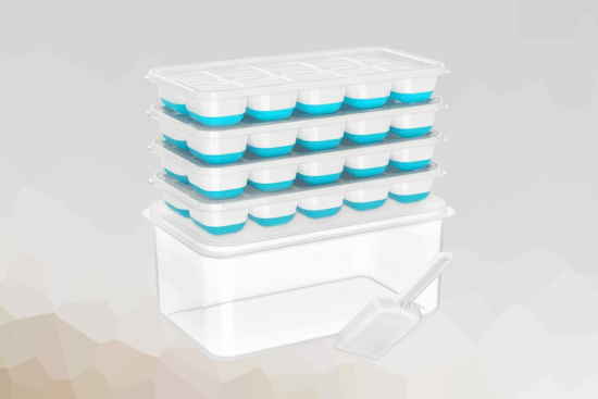 NFK 4-Pack Ice Tray Set with Storage Bin